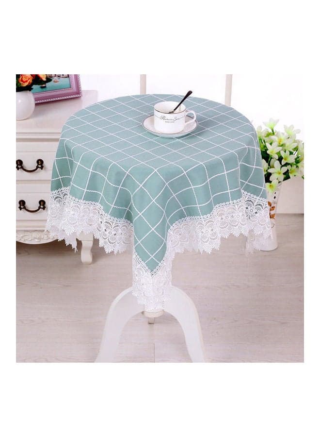 European Square Lattice Round Table Cloth Green/White 130 x 130cm