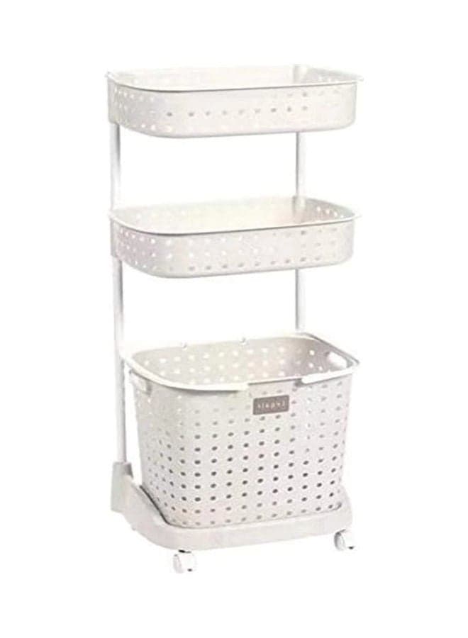 3-Tier Kitchen Bathroom Organizer Rack With Wheels White 44x32.5x103cm