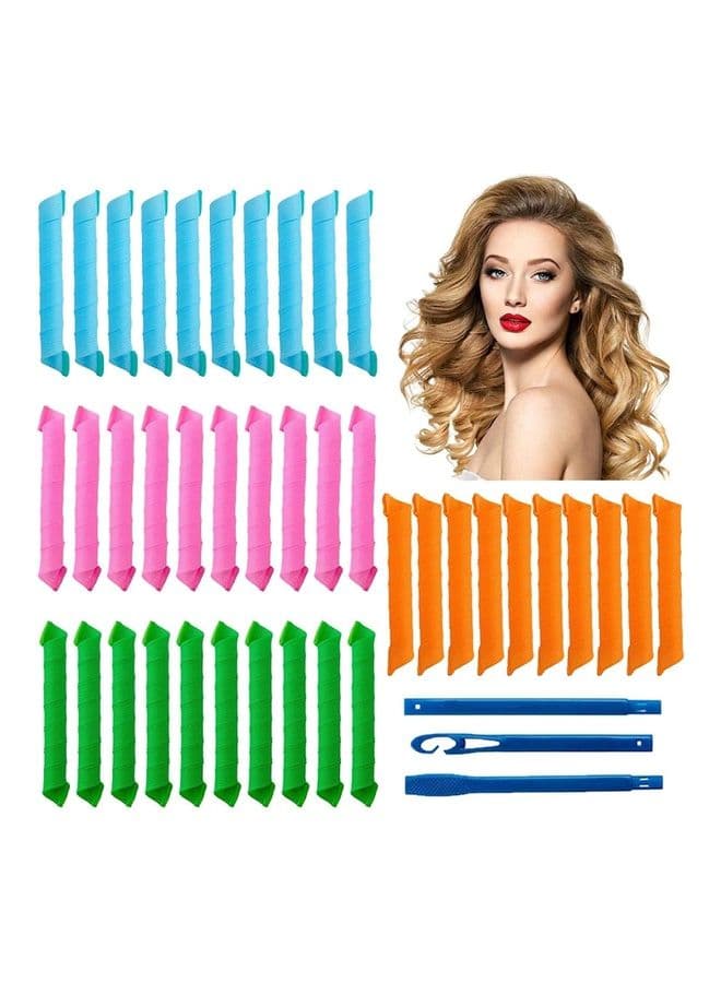 40-Piece Heatless Spiral Hair Curler Set Multicolour