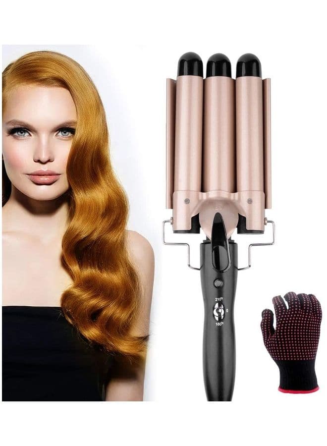 3 Barrel Hair Curling Iron Black/Rose Gold