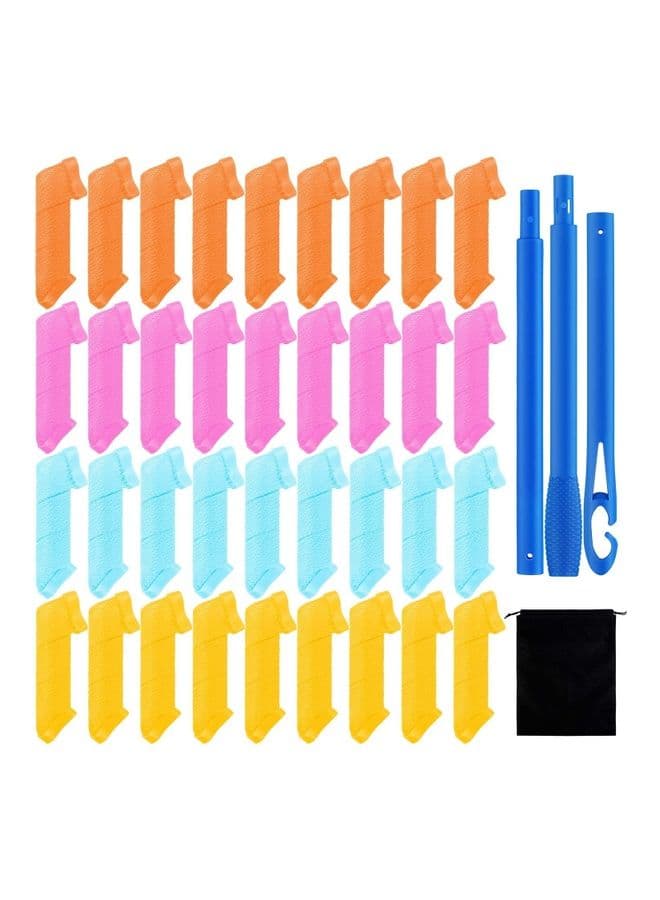 36-Pieces 20 cm Hair Curlers Spiral Curls Styling Kit Multicolour