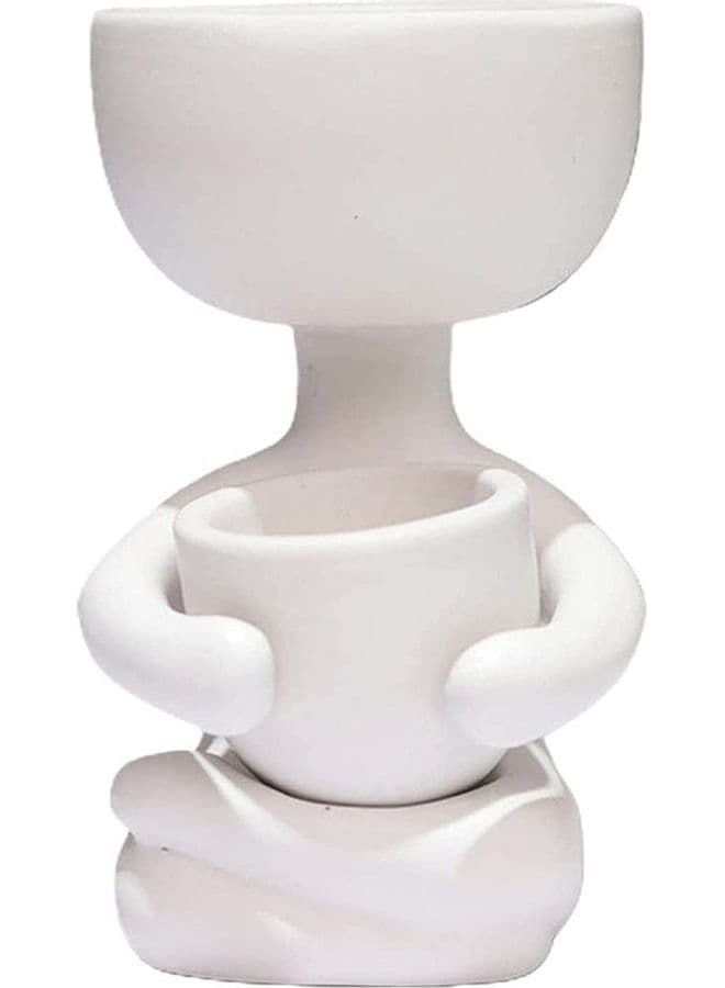Human Shaped Succulent Ceramic Flower Pot Vase White One Size