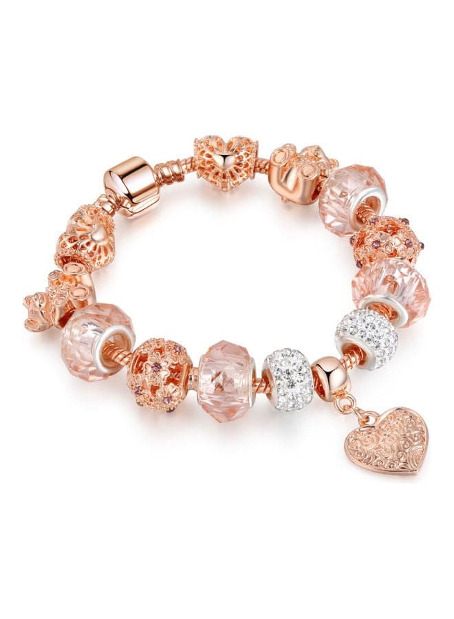 Crystal Diamond Ball DIY Alloy Heart-Shaped Beaded Bracelet
