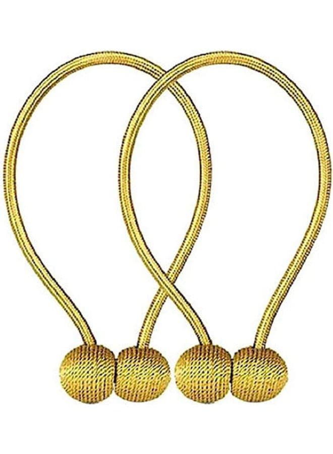 2-Piece Classic Design Magnetic Curtain Holder Gold 45cm