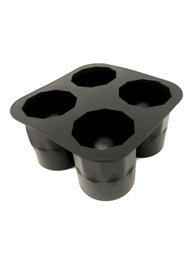 4 Cavity Cup Shaped Silicone Ice Cube Tray Black 10x10cm