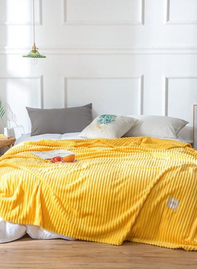 Soft Bed Blanket Fleece Yellow 200x230cm
