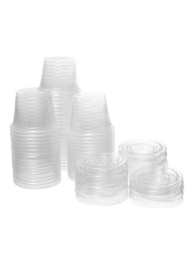 50 Pieces Disposable Plastic Sauce Cups With Lids Clear