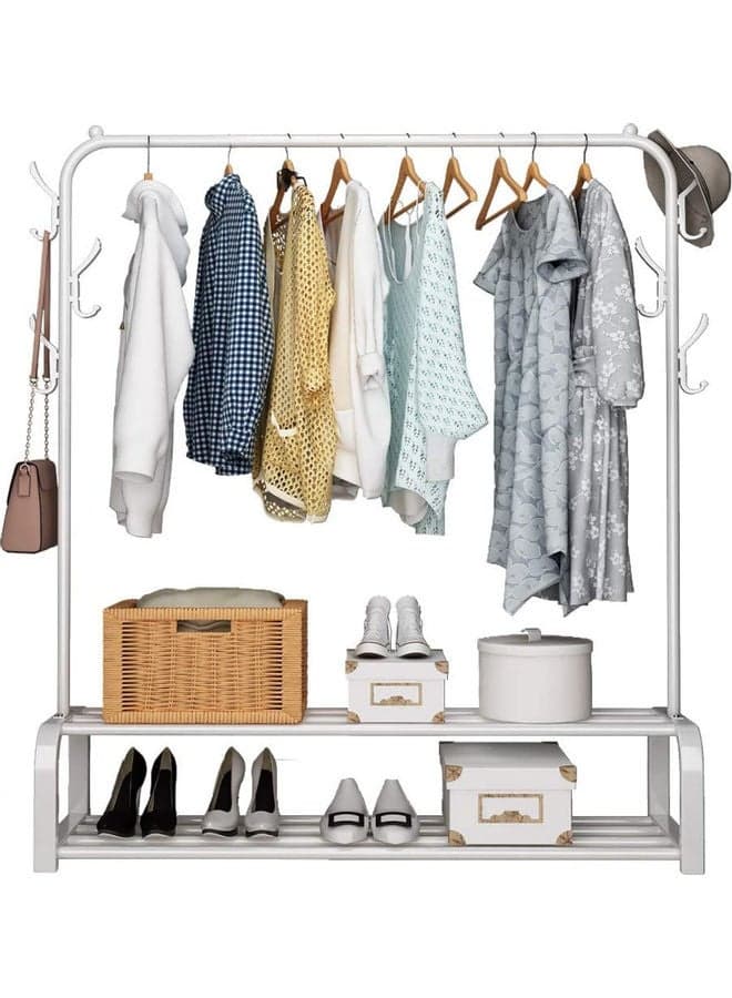 Clothes Organizer And Holder Coated Metal Rack White