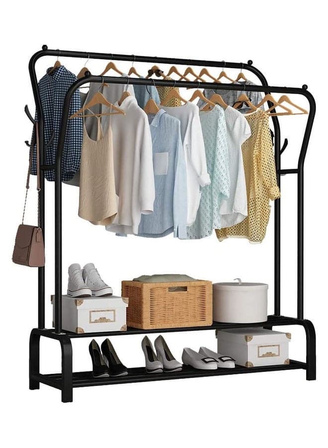 Clothes Organizer And Holder Metal Stand Black 130x33x148cm