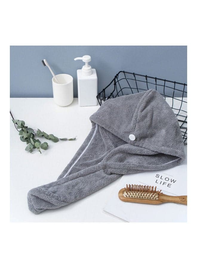 Microfiber Soft Water Absorbent Hair Towel Dark Grey 16 x 3 x 12cm