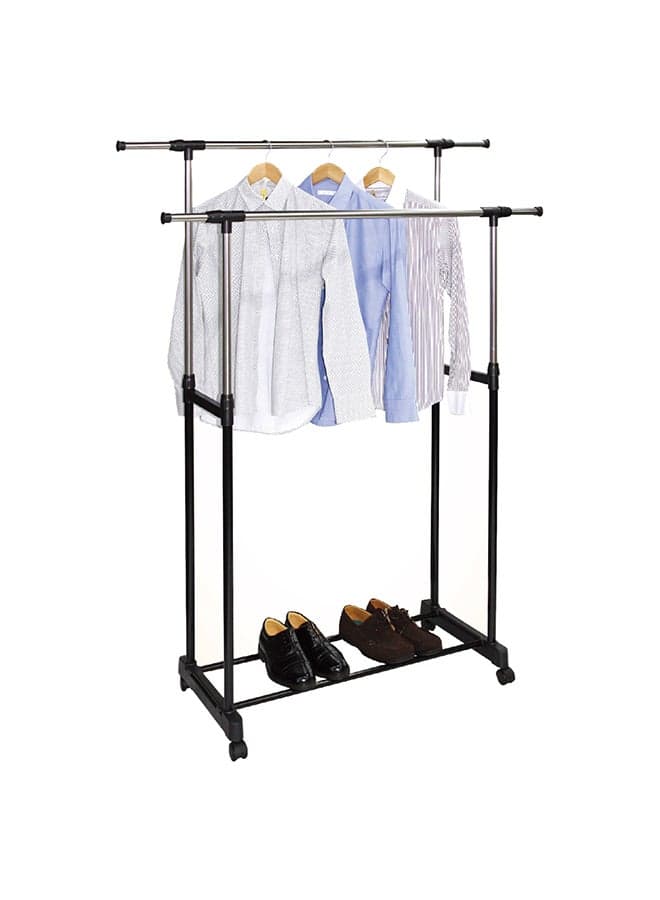 Double Extended Garment Rack Black