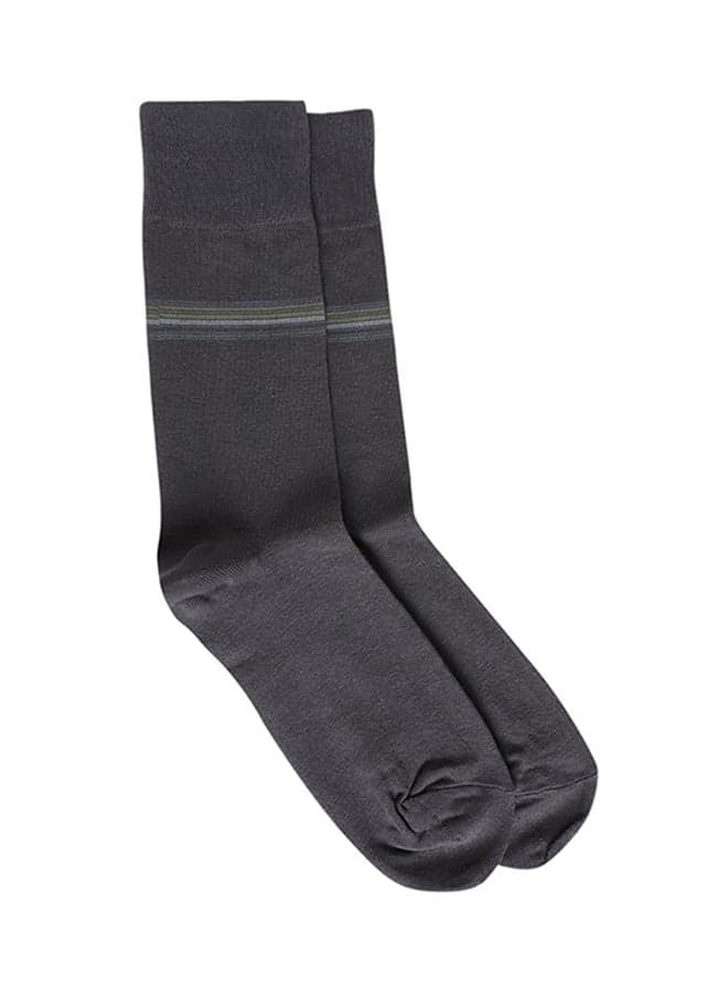 Printed Casual Crew Socks Dark Grey