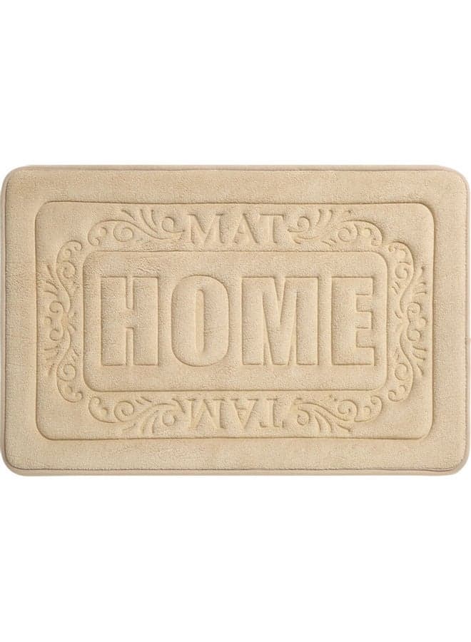 Home Letter Bathroom Bibulous Slippery Mat Beige 40x60cm