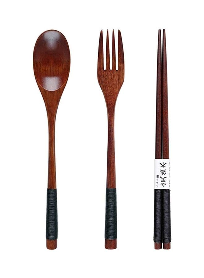 3-Piece Wooden Dinnerware Set Multicolour