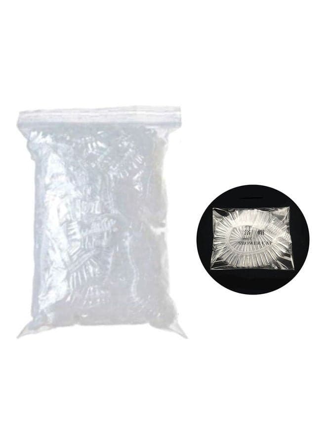 100-Piece Disposable Shower Caps Set Clear 8 x 6 x 2inch