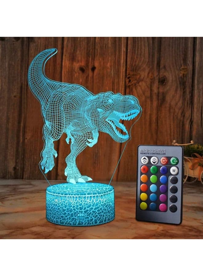 3D Illusion Dinosaur Lamp with Remote Blue