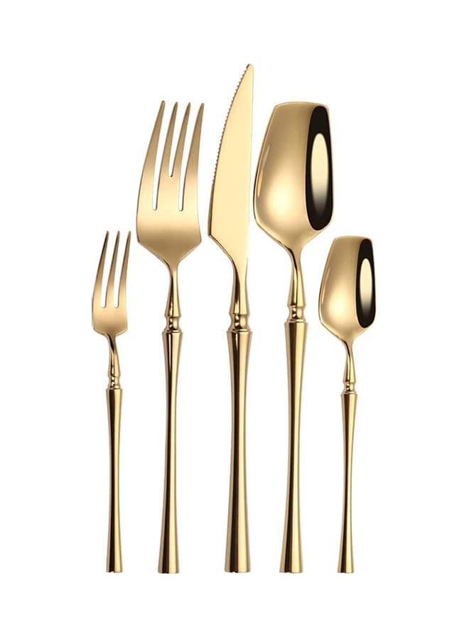 5-Piece Various Size Stainless Steel Cutlery Set Golden