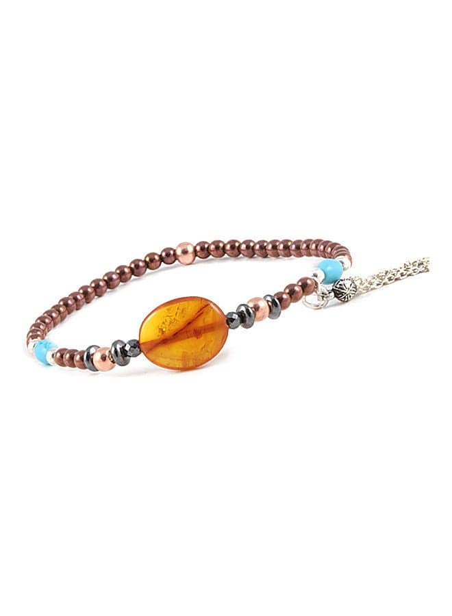 Baltic Amber & Hematite Bracelet with Sterling Silver components