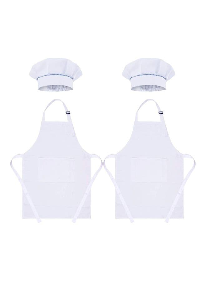 2-Piece Chef Aprons with Hats and Sleeves Set for Kids