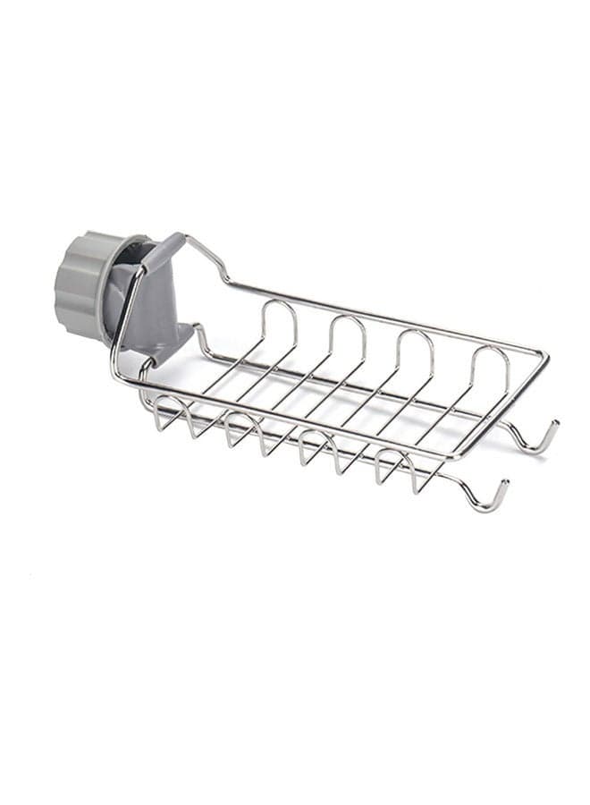 Stainless Steel Single-Layer Kitchen Sink Sponge Holder Silver/Grey 5.5x22.5x14cm