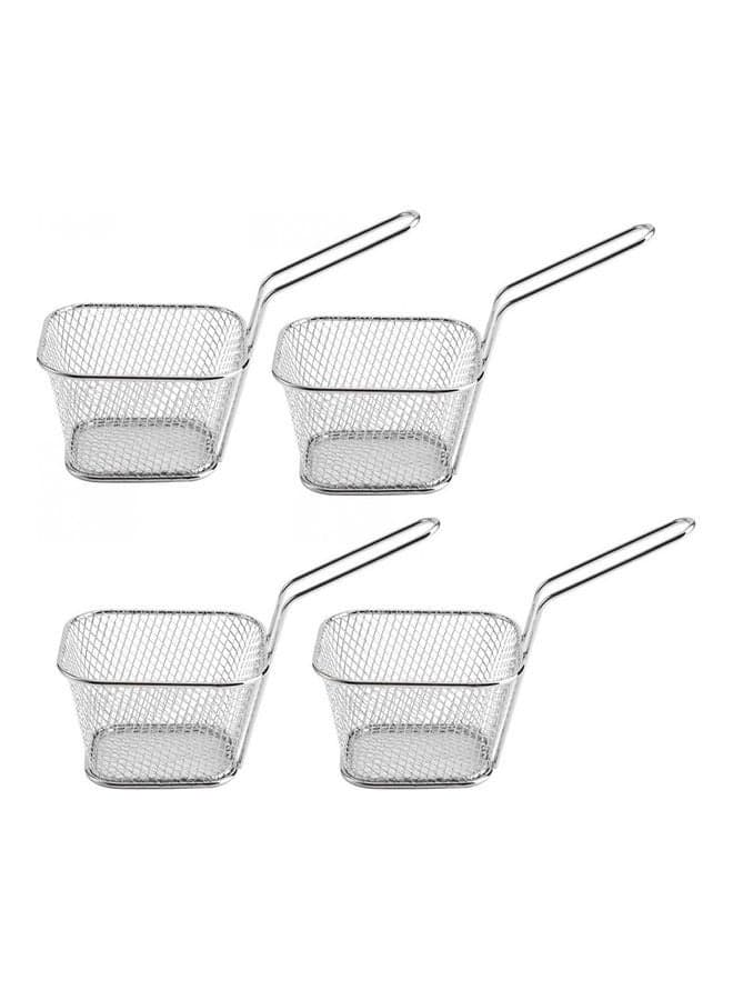 4-Piece Metal Frying Basket Set Silver 6x10cm