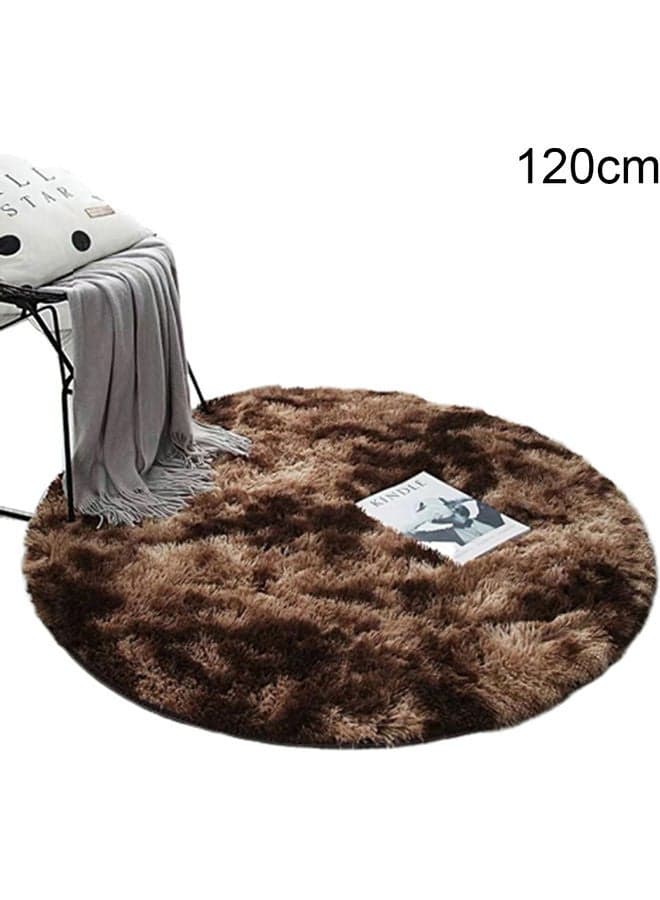 Soft Round Fluffy Living Room Area Rug Coffee 120cm