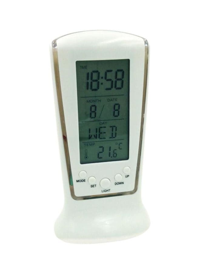 LED Digital Alarm Clock White/Silver 12.5x6.5x5cm