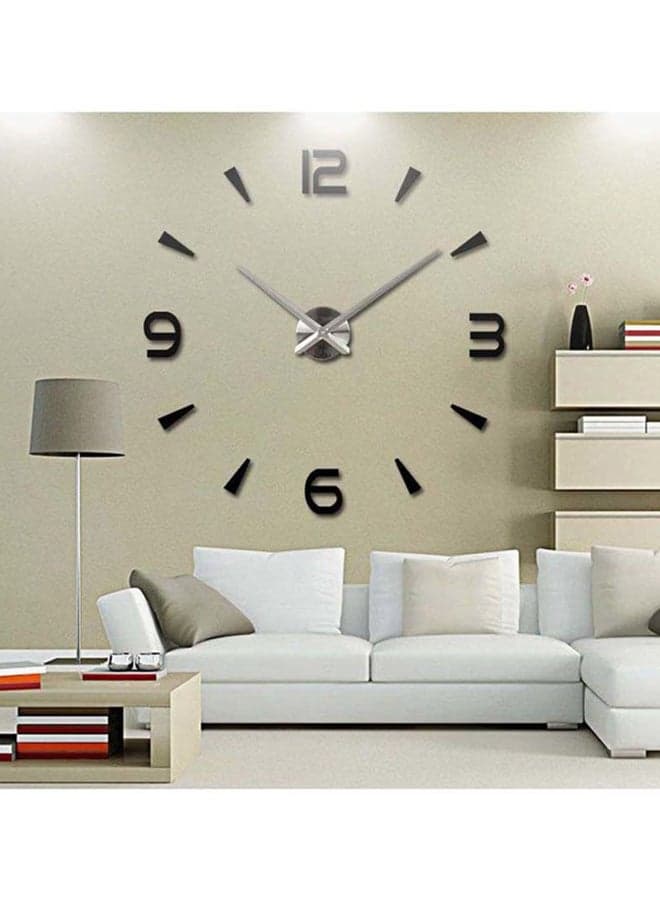 Decorative 3D Mirror Wall Clock Black 63cm