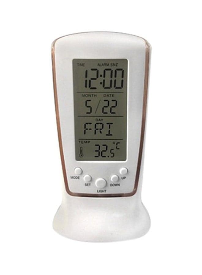 LED Digital Clock White/Grey 12.5x6.5x5.5cm