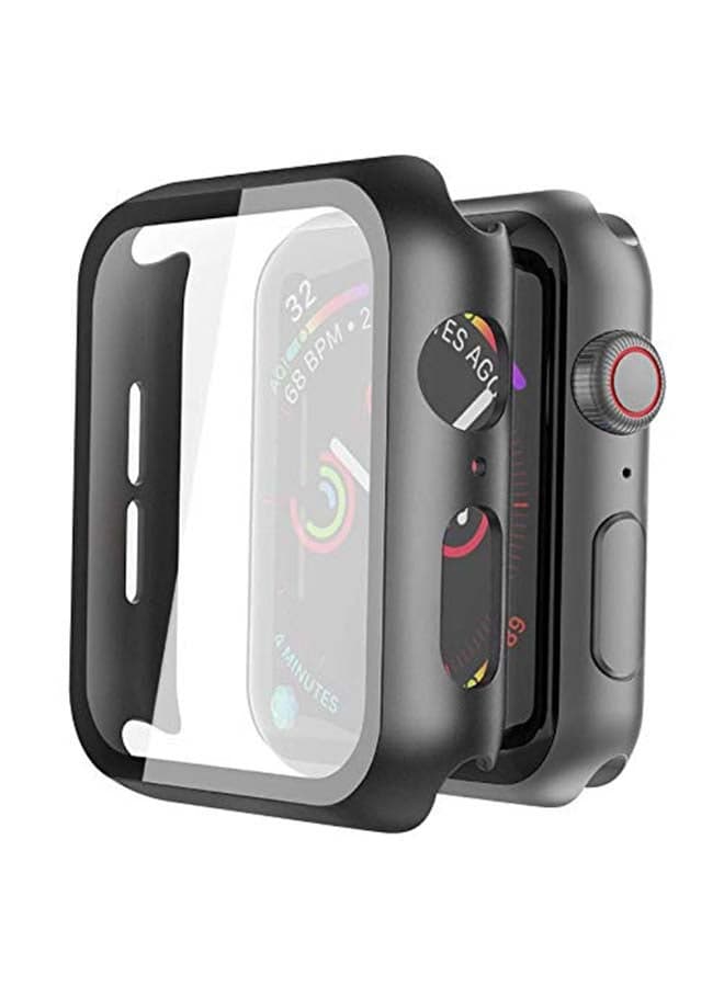 Protective Case With Tempered Glass Screen Protector For Apple Watch Series 4/5/6 44mm Black