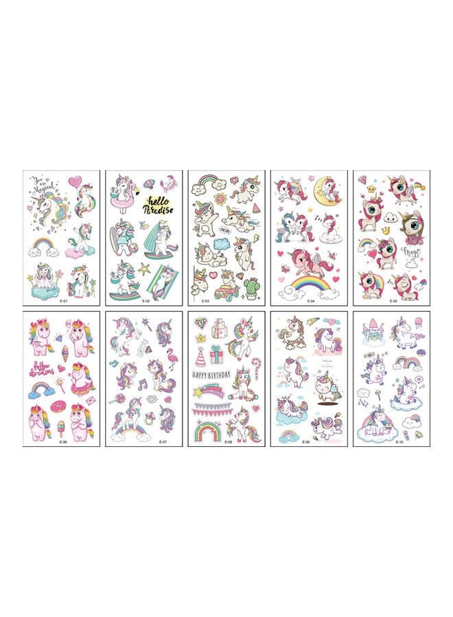 10 Sheets Unicorn Temporary Tattoo Sticker