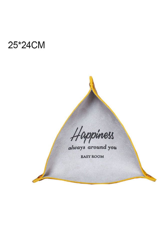 Triangle Faux Leather Storage Tray Grey/Yellow