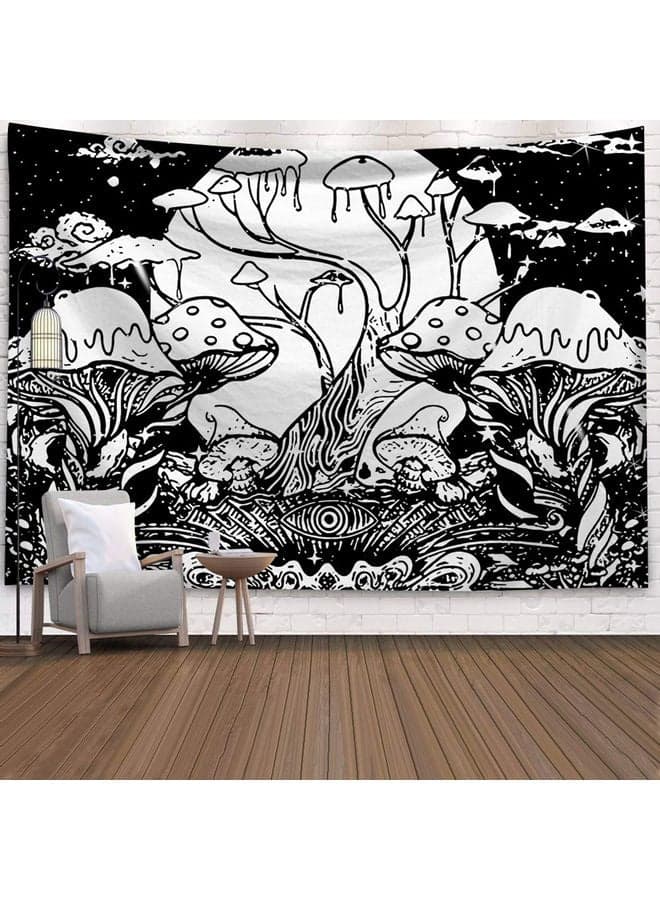 UFO Sun Moon Printed Wall Hanging Tapestry White/Black 95 X 73 X 1cm