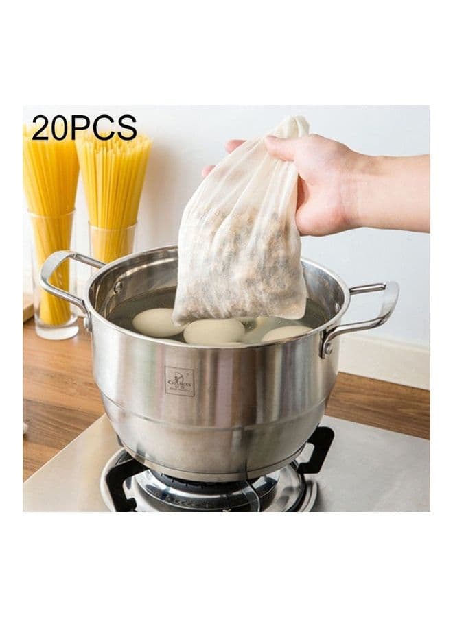 20-Piece Soup Gauze Drawstring Filter Bag White 25 x 20.8cm
