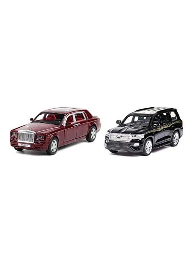 2-Piece Combo Of Diecast Rolls-Royce Phantom And Toyota Land Cruiser SUV Metal Model Cars Multicolour