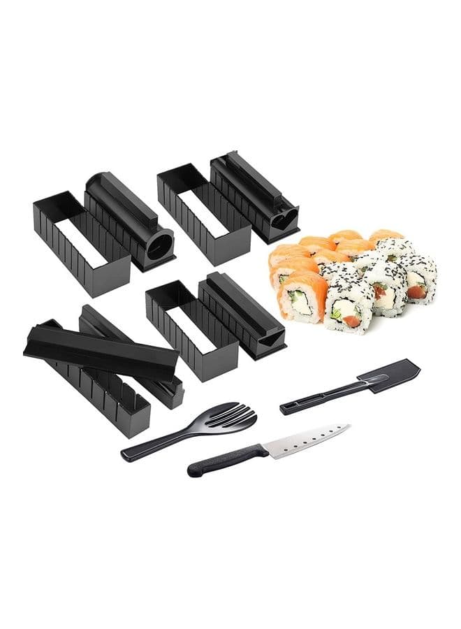 11-Piece Sushi Mold With Sushi Knife Rice Mold Black