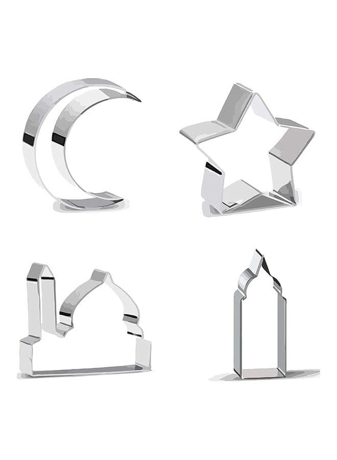 4-Piece Islamic Eid Ramadan Cookie Cutter Silver