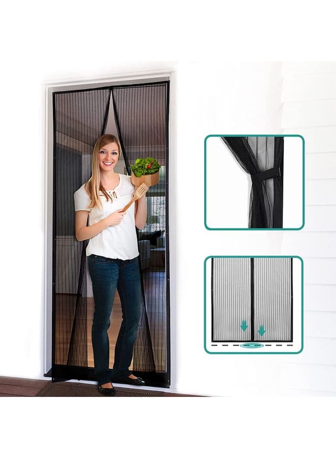Magnetic Screen Retractable And Self Sliding Door Black 100 x 210cm