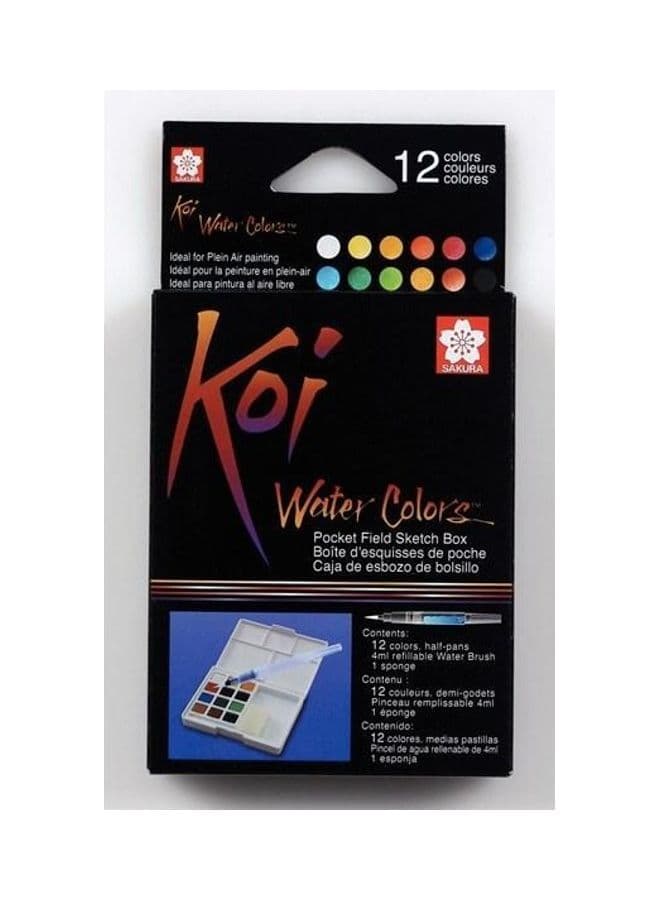 Koi 12 Water Colors And Brush Pen Set Multicolour