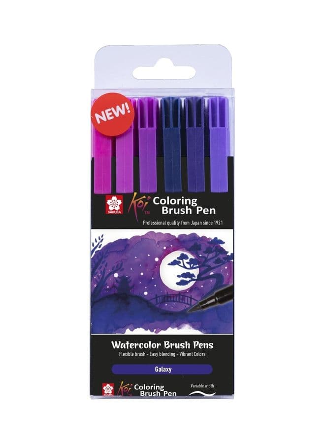 Pack Of 6 Coloring Brush Pens Multicolour