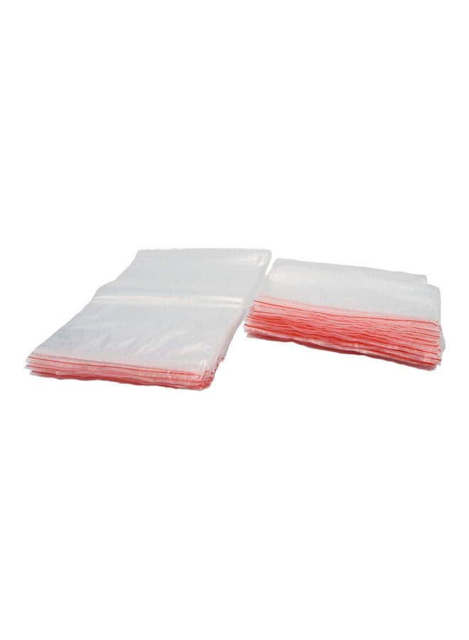 100 Pieces Polypropylene Zipper Bag Clear/Red 6 x 9 in Clear/Red