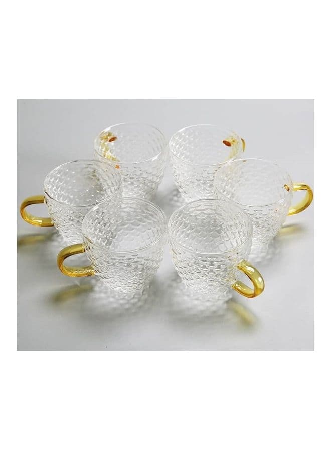 6-Piece Borosilicate Glass Tea Cup Clear/Gold