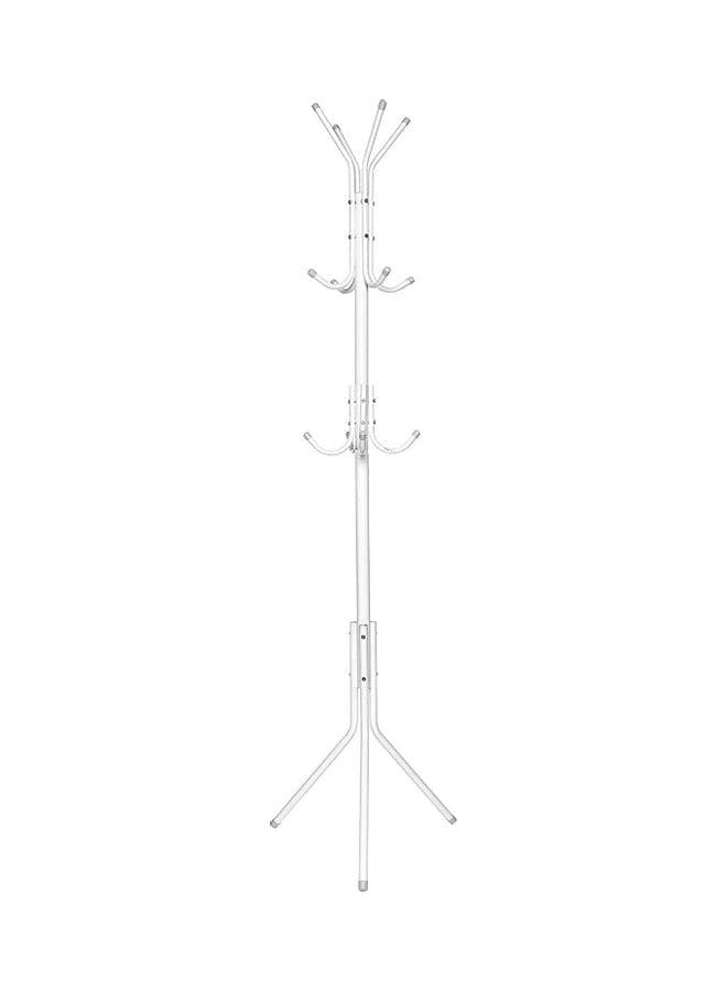 12 Hook Coat Rack Stand White