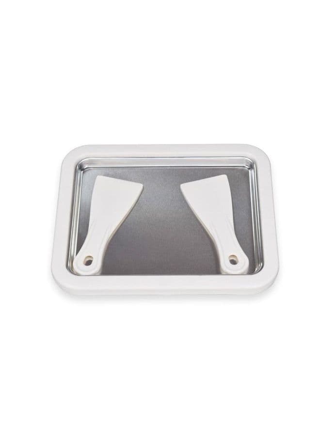3-Piece Fried Ice Machine Mini Plate White/Silver