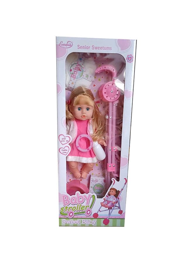 Baby Doll With Stroller 24inch