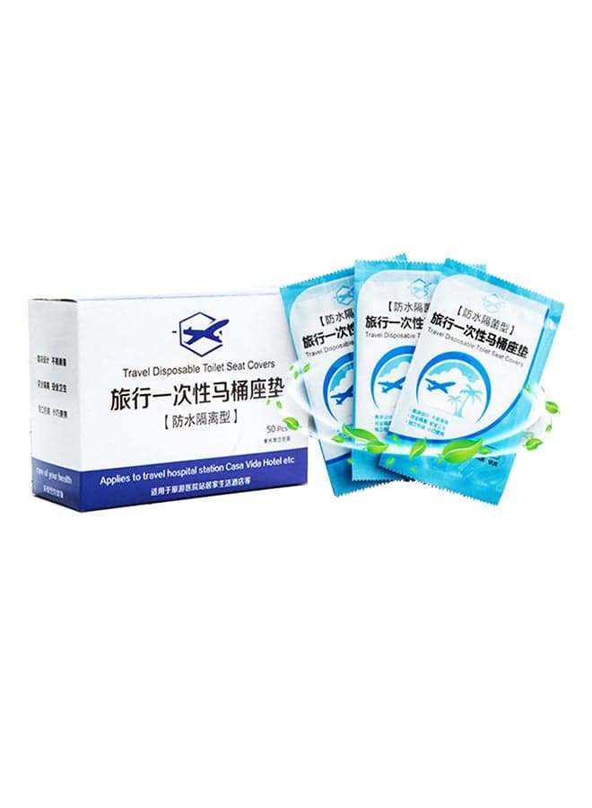 50-Piece Travel Disposable Toilet Seat Covers Clear 40x48cm