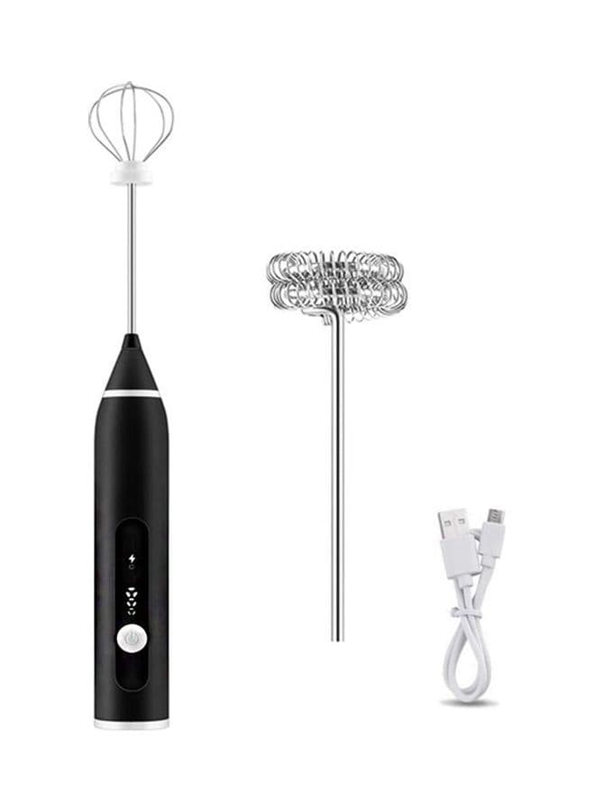 Electric Milk Foam Maker And Whisk Set Black/Silver