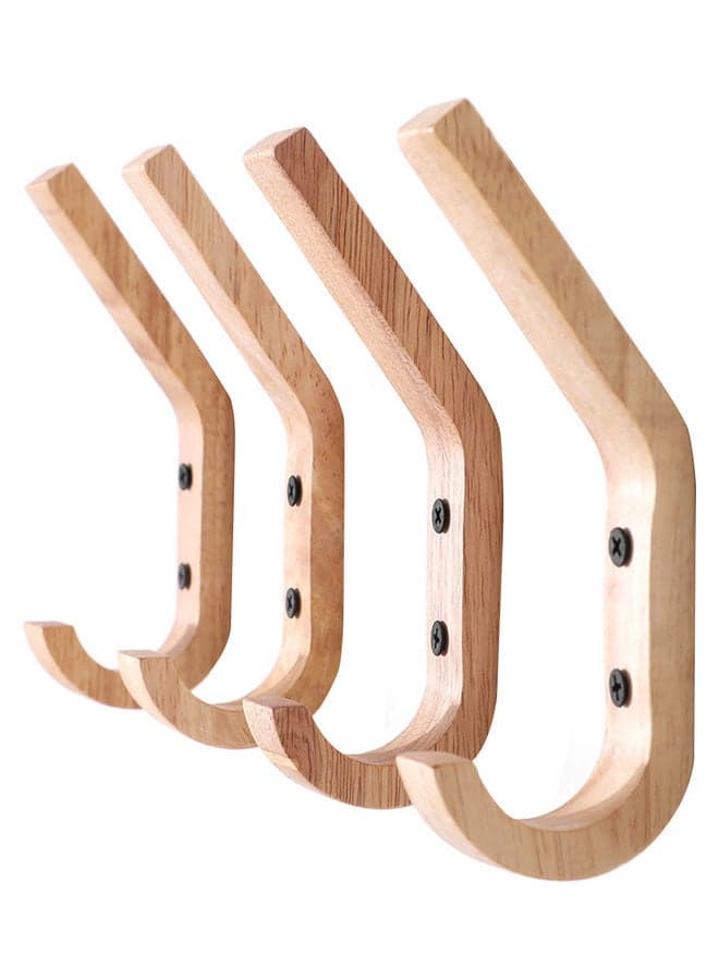 4-Piece Sturdy Unique Shape Wood Household Clothes Hanger Beige