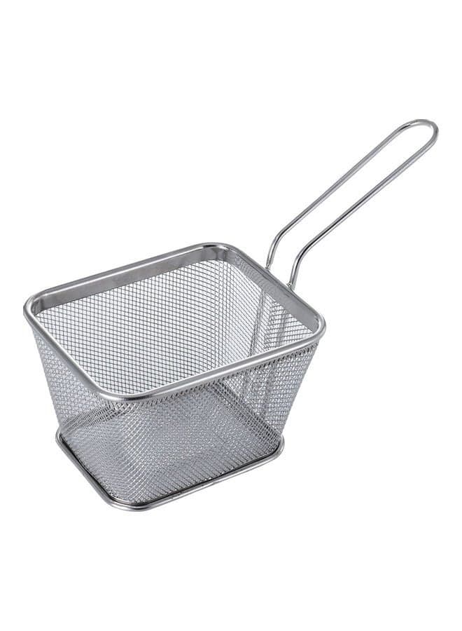 Mini Fry Basket Strainer With Handle Silver 10cm
