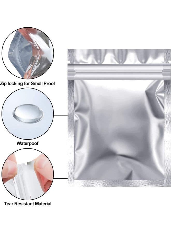 50-Piece Resealable Foil Pouch Set Silver 10x7.5inch